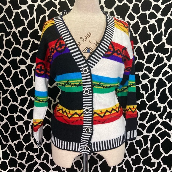 Vibrant tribal print cardigan sweater - Picture 1 of 8